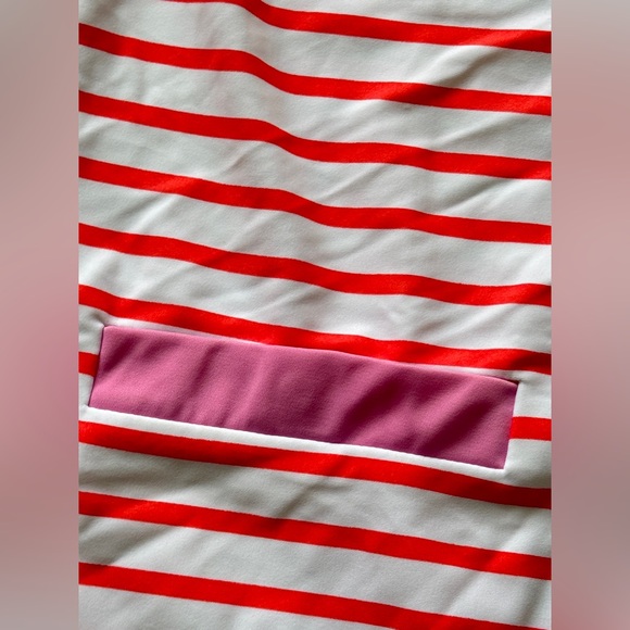 LK NEW Cabana Life SPF 50 Spandex blend shift dress stripe boatneck pocket CORAL - Picture 8 of 9